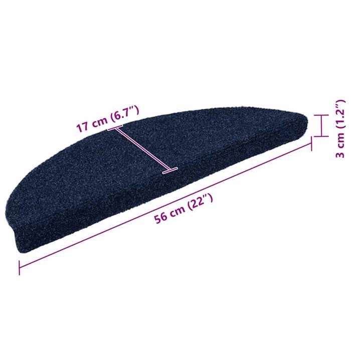 VidaXL Self-adhesive Stair Treads 15 Pieces 56 X 17 X 3 Cm Navy Blue Semicircular 322356