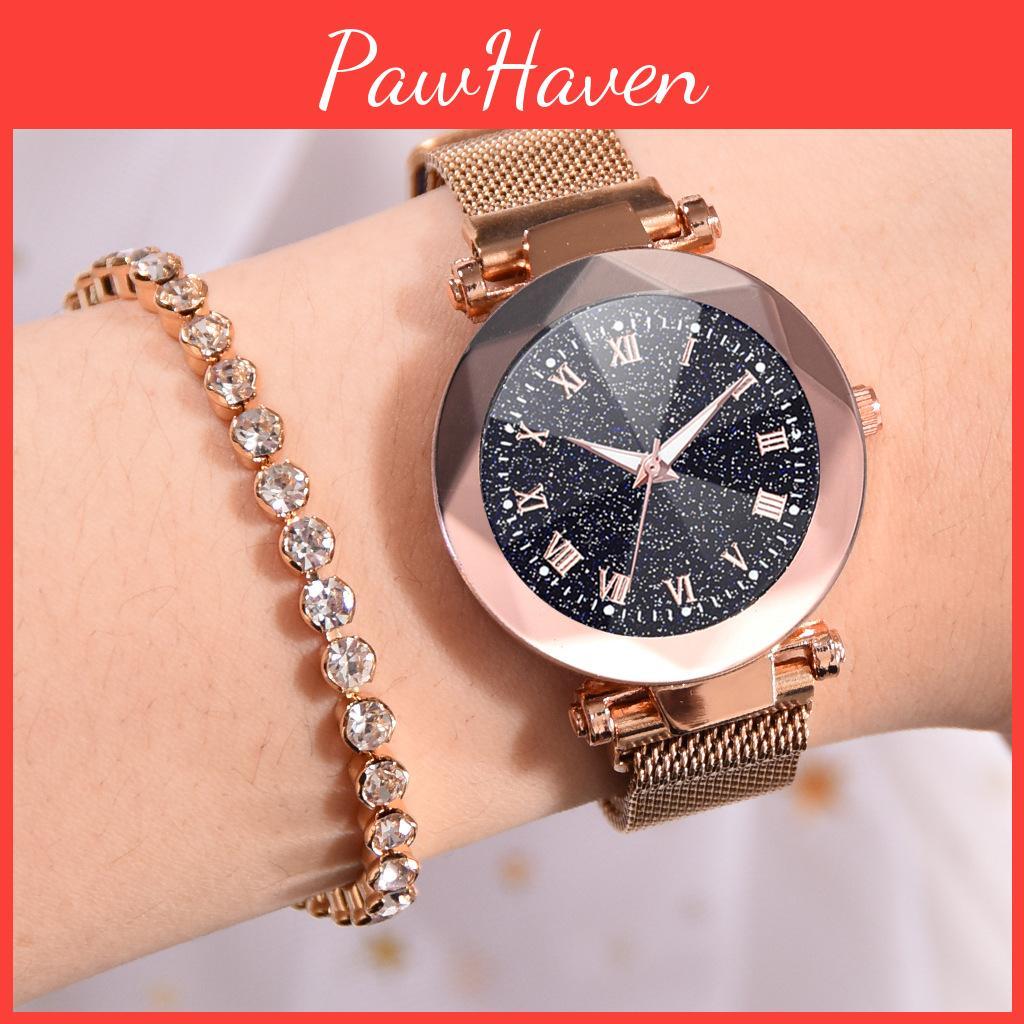 Стильные женские светящиеся кварцевые часы «Звездное небо» с классическим дизайном римских цифр