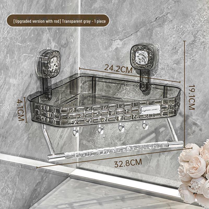 Стеллаж для хранения вещей в душевой кабине без перфорации - настенный органайзер с присоской