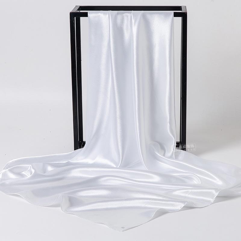 Элегантный квадратный шарф из атласного шелка для женщин - 90x90 см Монохромный аксессуар для весны и осени