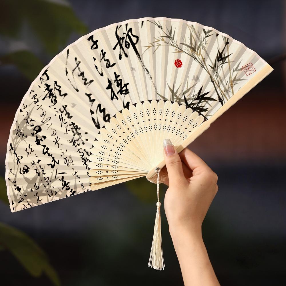 Butterfly Tassel Folding Fan Chinese Style Handheld Fan Ancient Bamboo Fan Hanfu Accessories