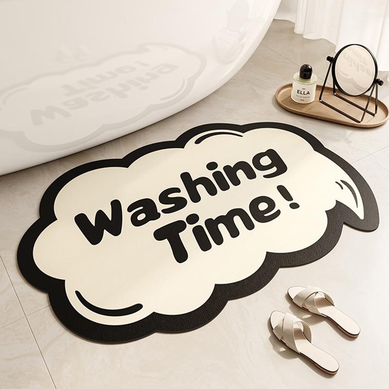 1pcs PVC Bath Mat Non-Slip Diatomite Style Absorbent Shower Rug Quick Dry Bathroom Floor Mat Anti-Skid Easy Clean Waterproof