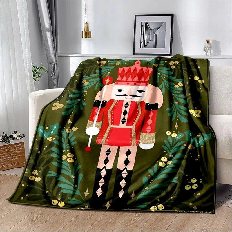 Мягкое плюшевое одеяло с 3D Щелкунчиком, рождественской елкой, фланелевое одеяло, одеяло для гостиной, спальни, кровати, дивана, чехол для пикника, детское одеяло
