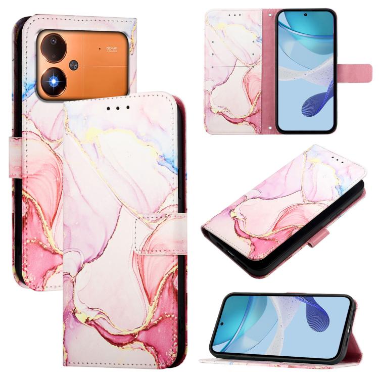 PT003 Marble Pattern Flip PU Leather Phone Case For Xiaomi Poco M8 Power 5G, Wallet Card Slot Kickstand Protective Cover