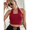 Crop Halter Neck Top, Y2K Sexy Backless Halter Top For Summer, Women's Clothing