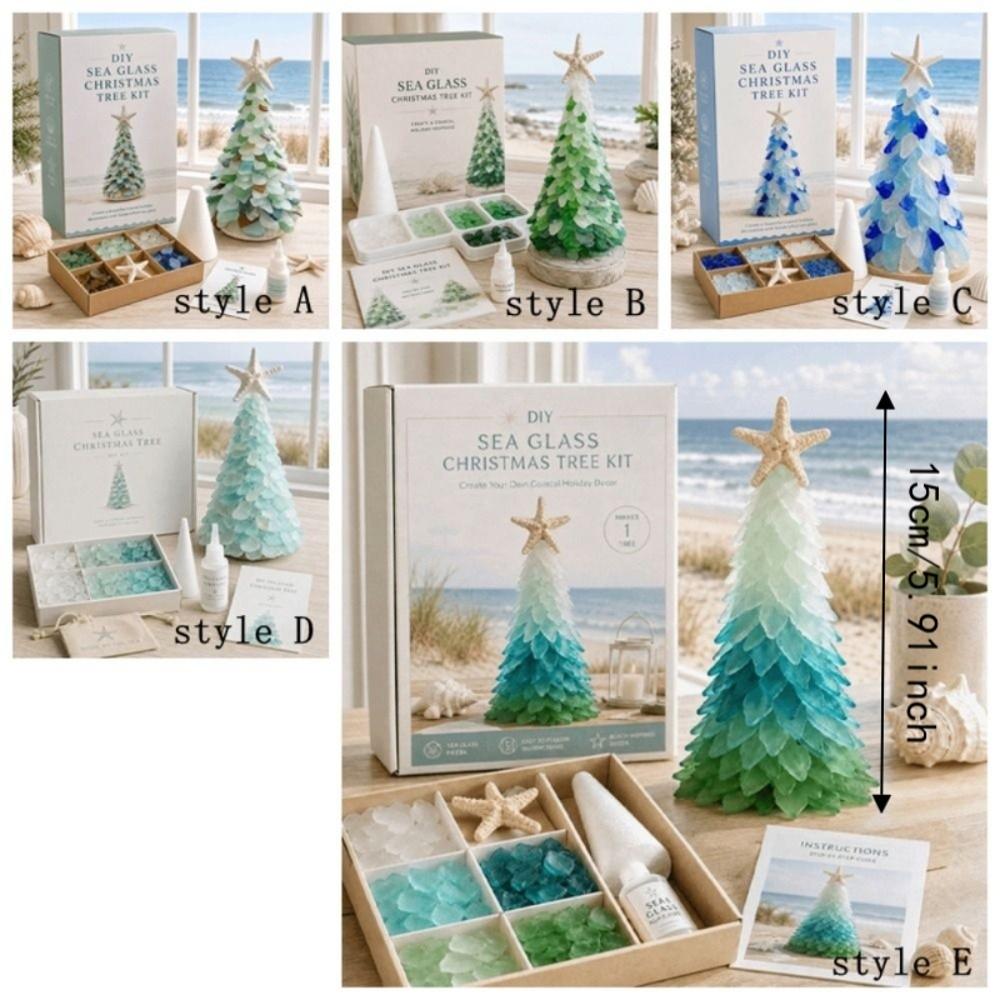Multi-Color Sea Glass Tree Romantic 3D Christmas Tree Art Kit Kids Gifts