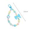 Colored Round Bead Keychain Pendant Cute Bow Heart Star Crystal Phone Anti-lost Rope Colorful Phone Lanyard Glitter Wrist Straps