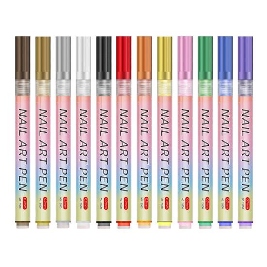 Nail Art Pen Set DIY Plastic Paint Markers for Gel Nails 0.7mm Tip Doodle Drawing Pens Gift for Beginners And Professionals