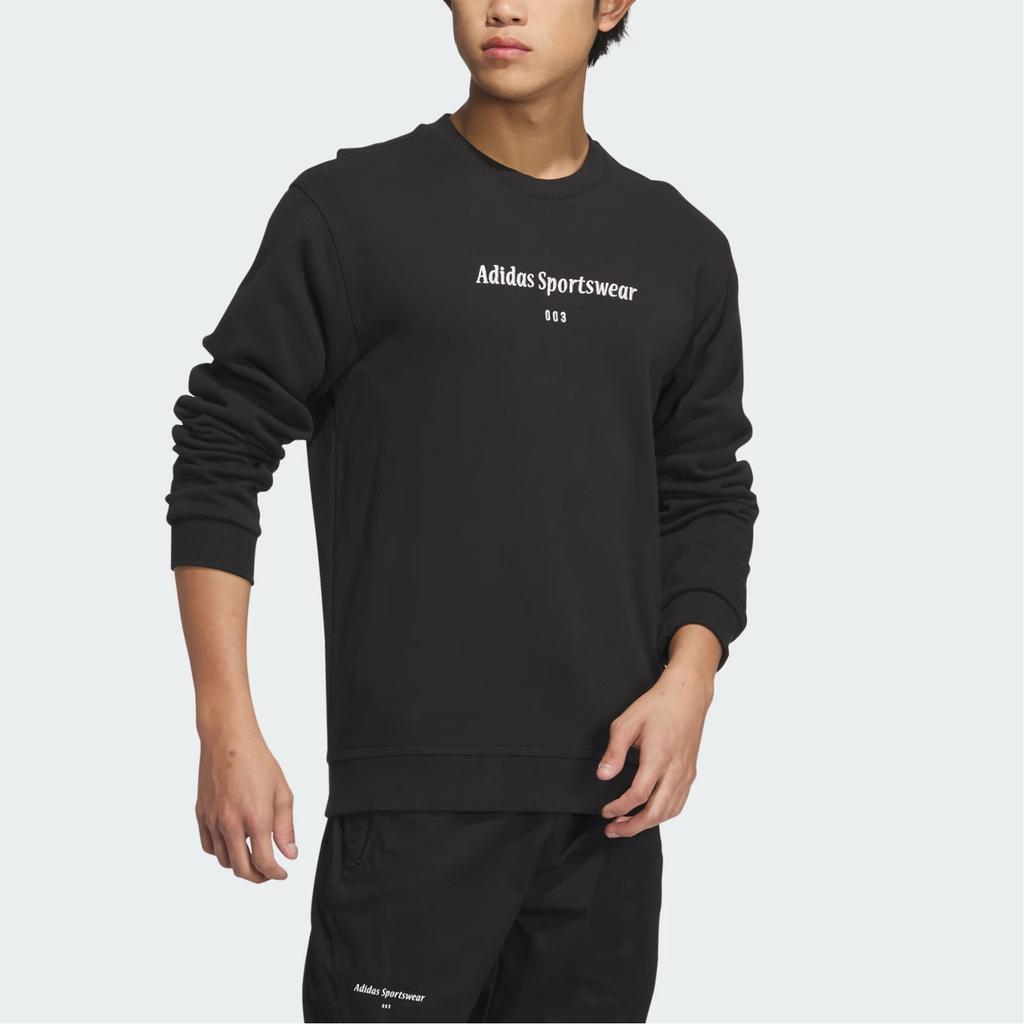 adidas Спортивная толстовка Lounge с принтом букв и круглым вырезом для мужчин, черные IQ1369
