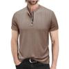Men's Short Sleeved Shirt Men's 4-button T-shirt Casual Top