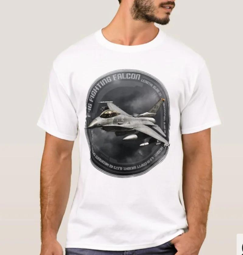 F16 Fighting Falcon Многоцелевой истребитель Футболка Летняя Хлопок Короткий Рукав Круглый Вырез Мужская Футболка Новая S3XL