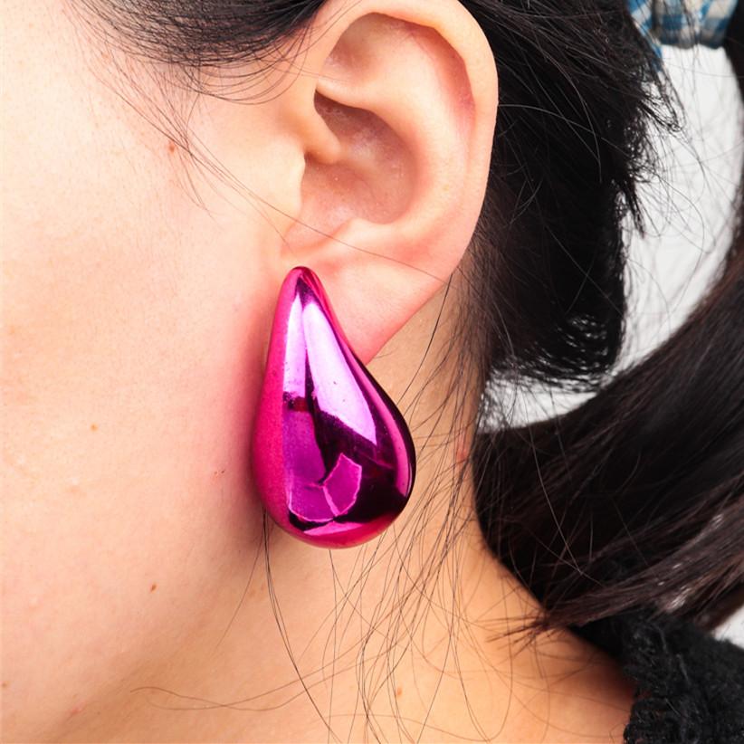 Extra Large 3pair Acrylic Chunky Waterdrop Earring Dupes for Women Metallic Color Teardrop Y2K Earring Hoops Jewelry Lightweight