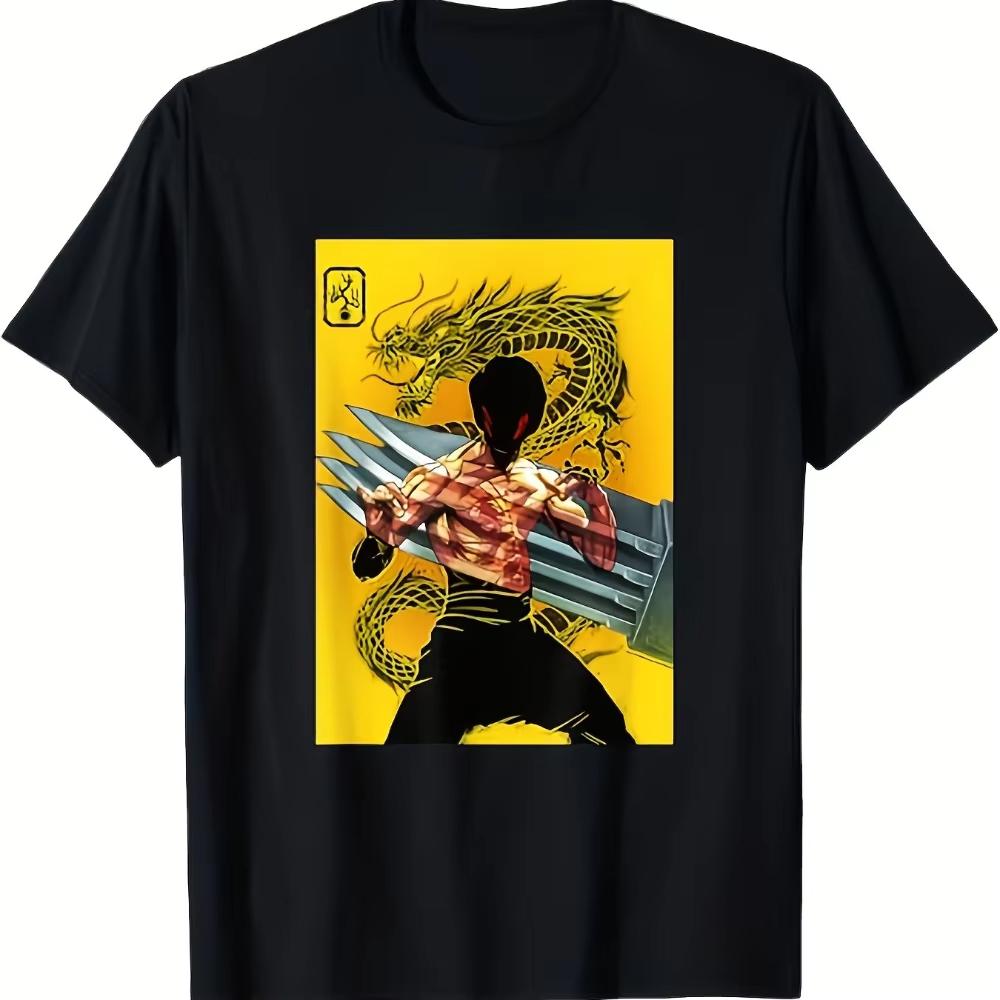 Unisexs Enter The Dragon Metal Claw Graphic TShirt Martial Arts Dragon Design Heavyweight 200gsm Crew Neck Tee for Gym Cosplay