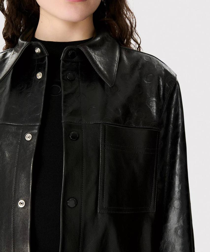 MARINE SERRE (U) Glossy Moon Leather Long Sleeve Shirt Black Glossy Moon Leather Ls Shirt Bk99 Black