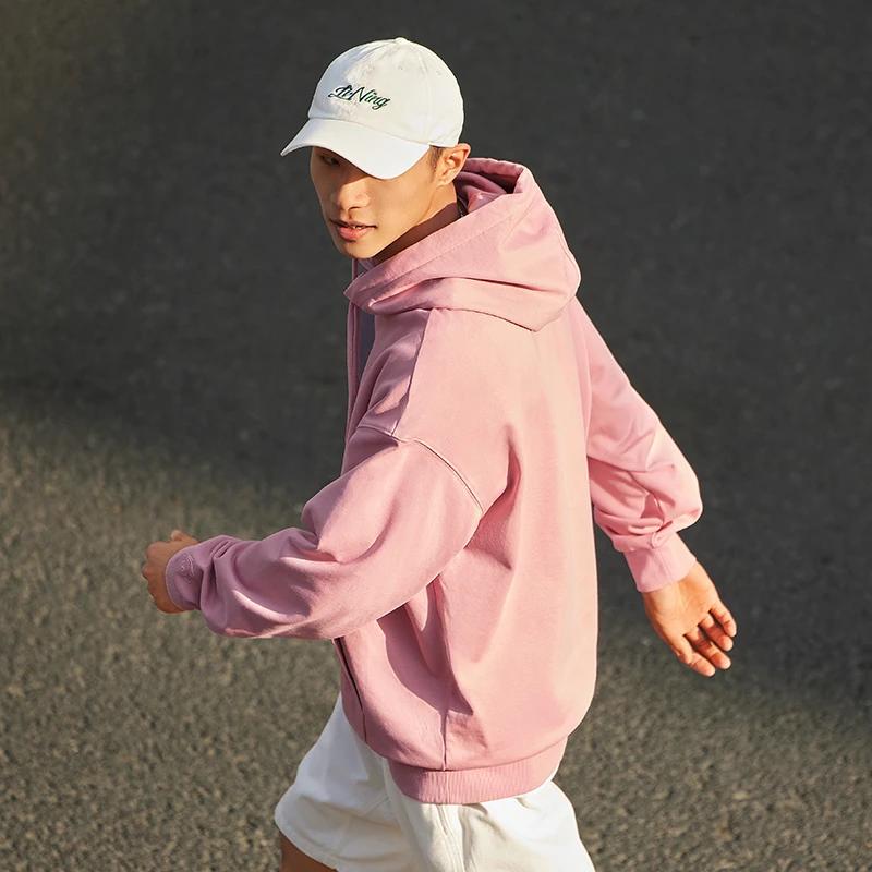 Li-Ning Спортивная модная серия с вышитым логотипом, толстовка с капюшоном, унисекс, топы, розовые AWDT583-6