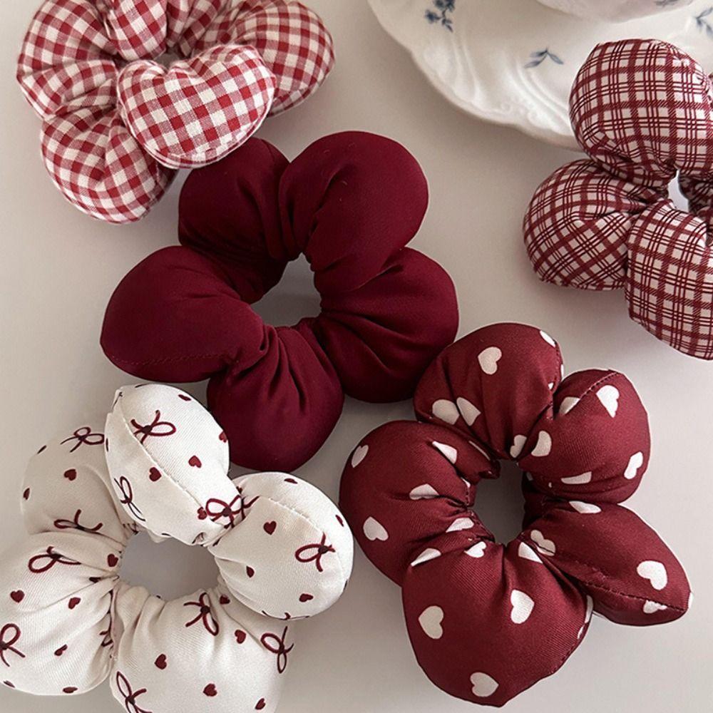 Oversized Plaid Hair Ropes Elastic Ponytail Decorative Hairband Flower Scrunchie Hair Accessories