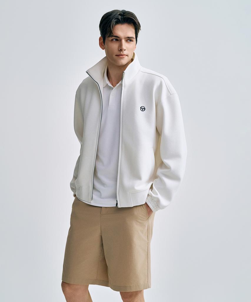 Sergio Tacchini M Pique Jersey Bomber Jacket (Ivory)