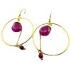 [P7779] — Дизайнерские серьги из стали «Бохо» золотисто-фиолетового цвета — 40x30 мм