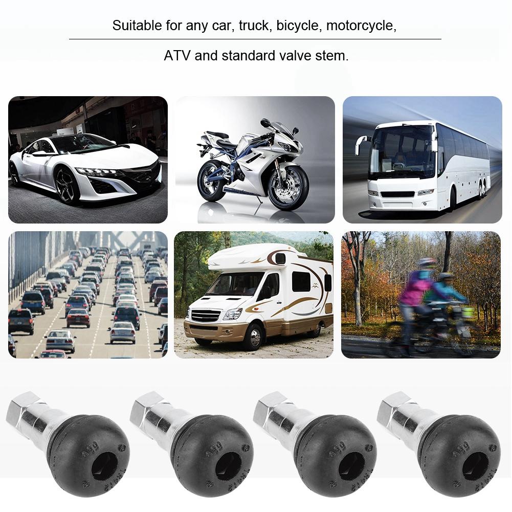 4Pcs Aluminum Alloy Rubber Tubless Wheel Tire Tyre Valve Stem Cap Kit