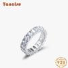 Tancise Classic 925 Sterling Silver Zircon Ring Ladies Jewelry Wedding Promise Party Gift