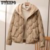 Autumn Winter Women Lightweight Down Cotton Jacket Thin Solid Hooded Short Jacket Female Cotton Padded Coat Overcoat