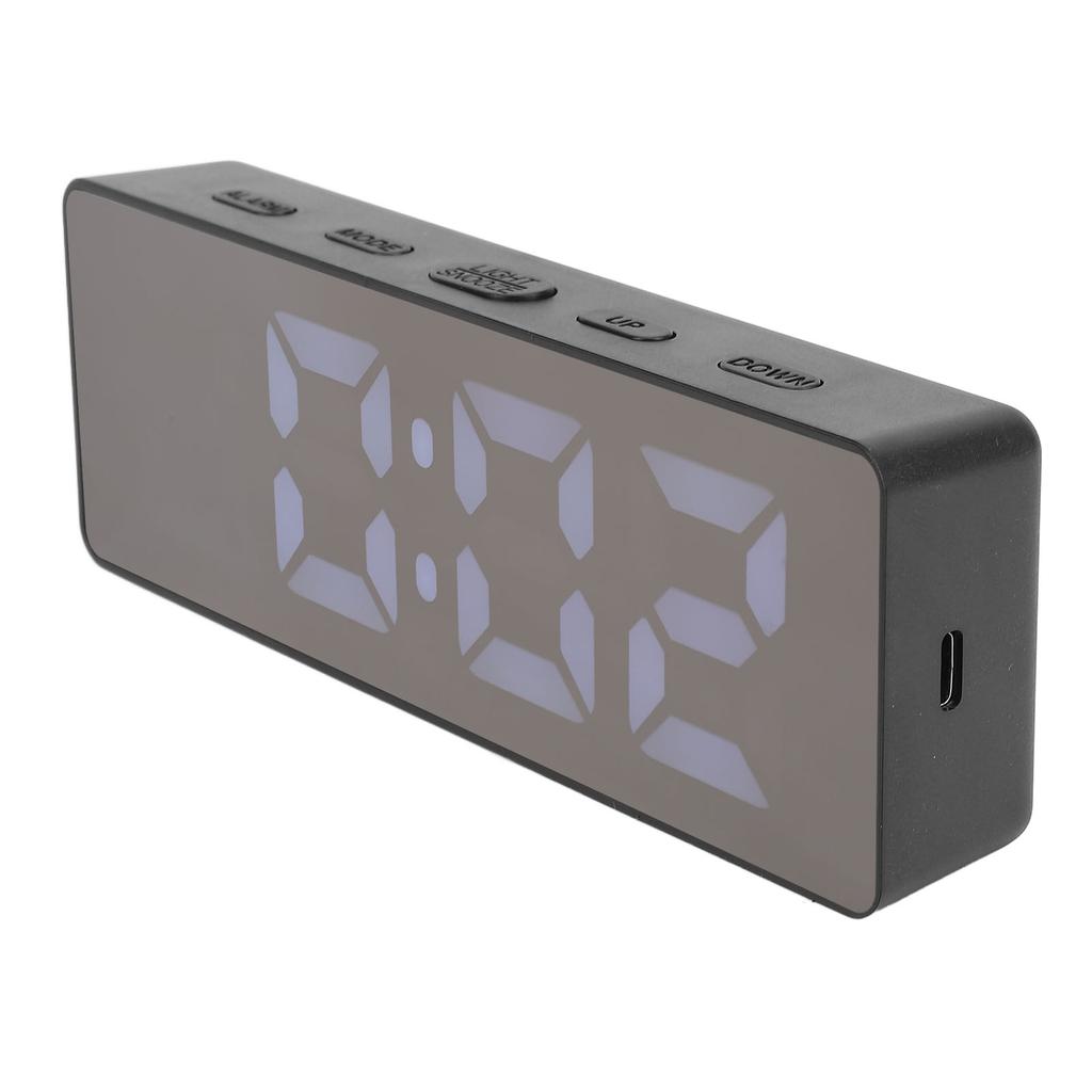 LED Digital Alarm Clock Time Date Temperature Display Stylish Look Electric Clock for Bedroom Living Room Office Black