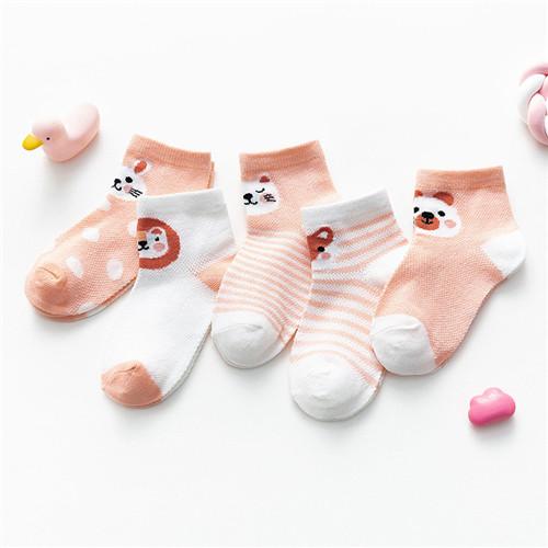 Lawadka 5Pairs/pack Baby Boy Girls Socks Newborn Cotton Girl Socks Summer Mesh Thin Toddler Cartoon Infant Socks for Girls 0-24M