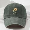 Sunflower Printed Baseball Cap Distressed Travel Hat Vintage Dad Hat  For Women Man