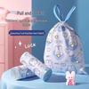 60 Count Blue Heart Rabbit Drawstring Garbage Bags - Thick, Cute, Auto-Sealing