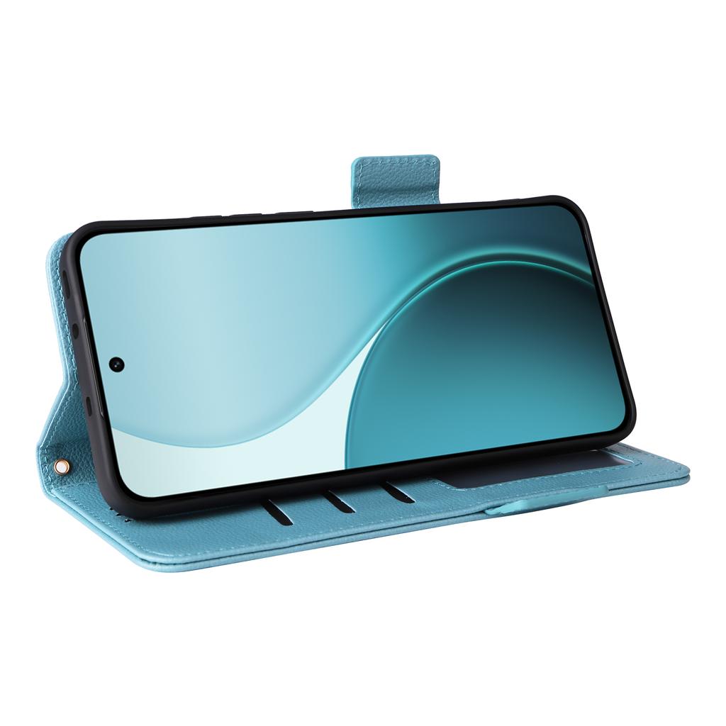 Для Oppo Reno14 5G (Глобальный) Чехол с ремешком на запястье, текстура личи, кошелек из ПУ кожи, чехол для телефона