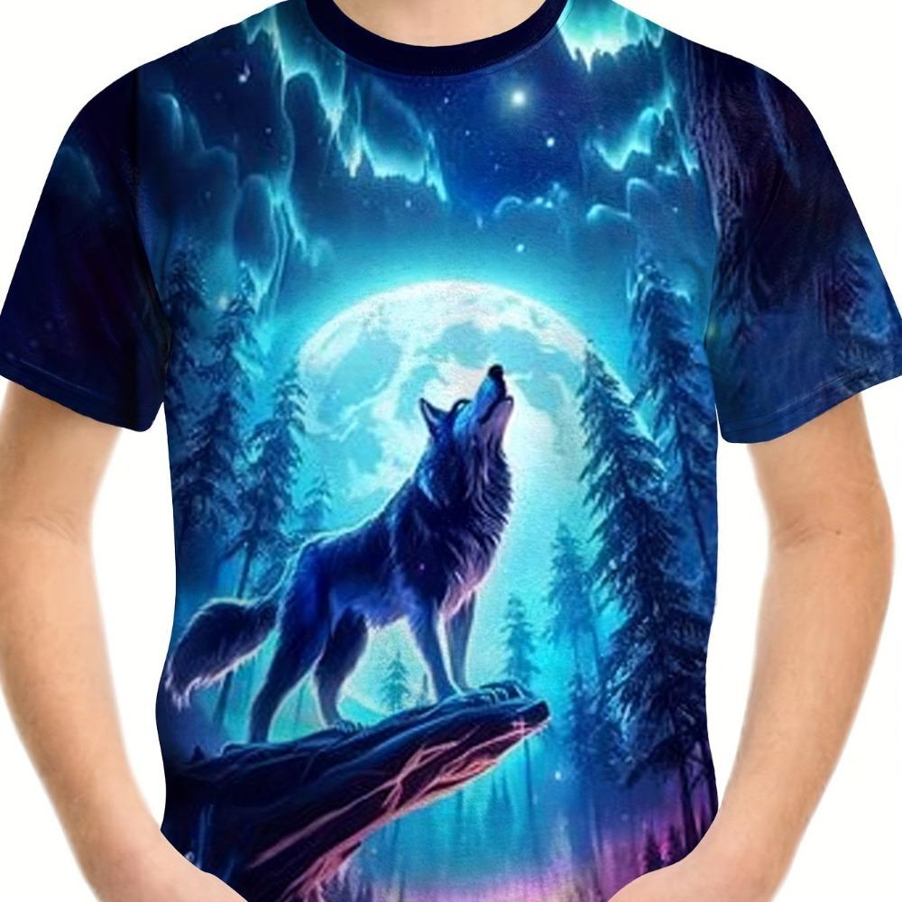 Children's Clothing Boys Tshirt Short Sleeve Cool 3D Wolf Print Kids Summer Clothes Stylish Streetwear Round Neck Girl Clothes