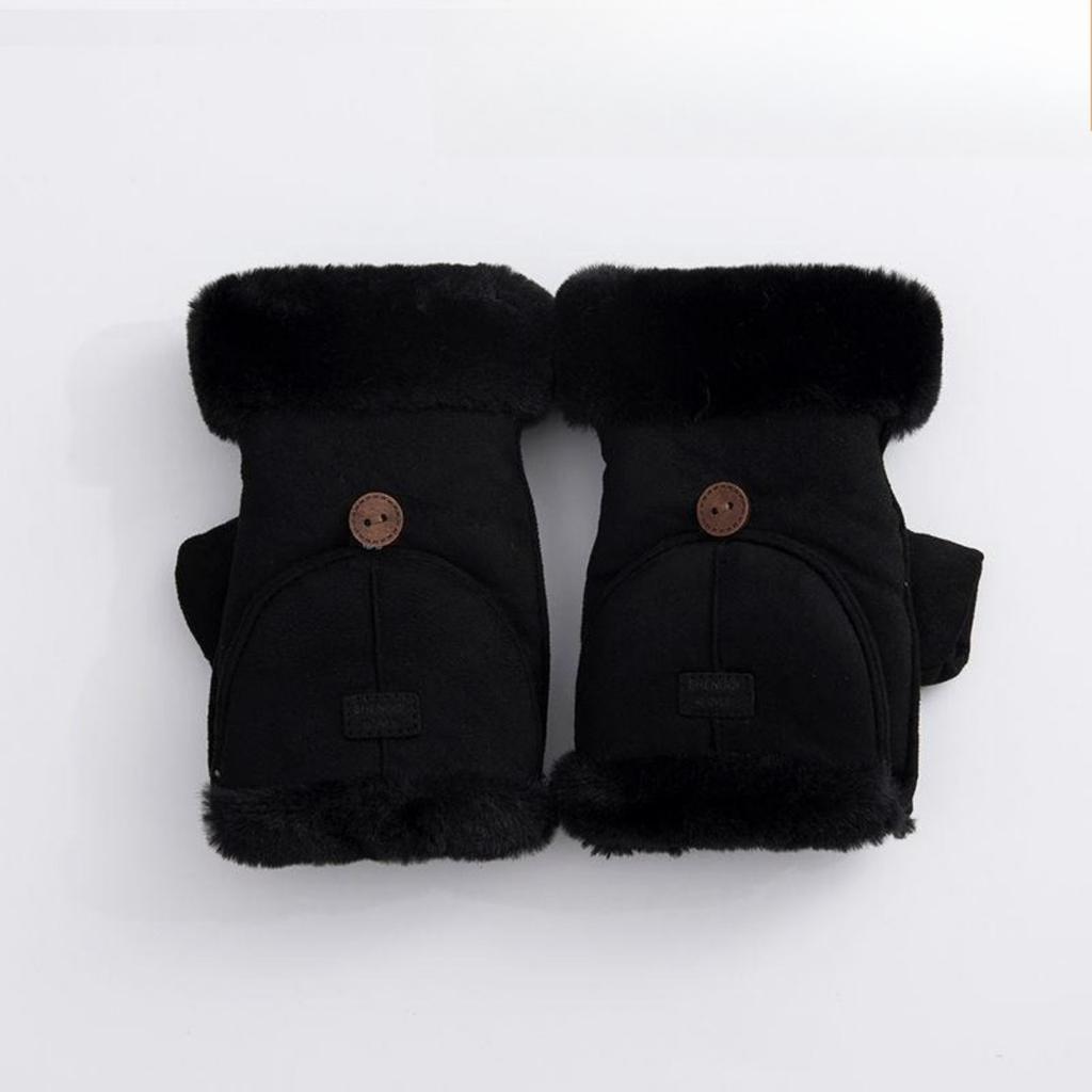 Велоперчатки, Женские, Теплые, Бархатные, Толстые, С откидными пальцами, Перчатки без пальцев