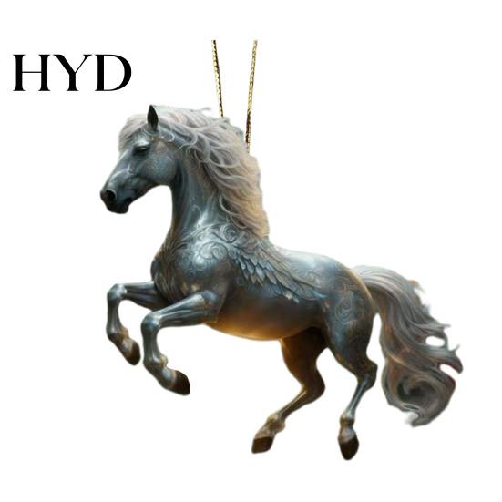 Equine Christmas Ornament 2D Horse Hanging Acrylic Flat Decoration Collectible Tree for Lovers Equestrian Gifts Holiday Decor