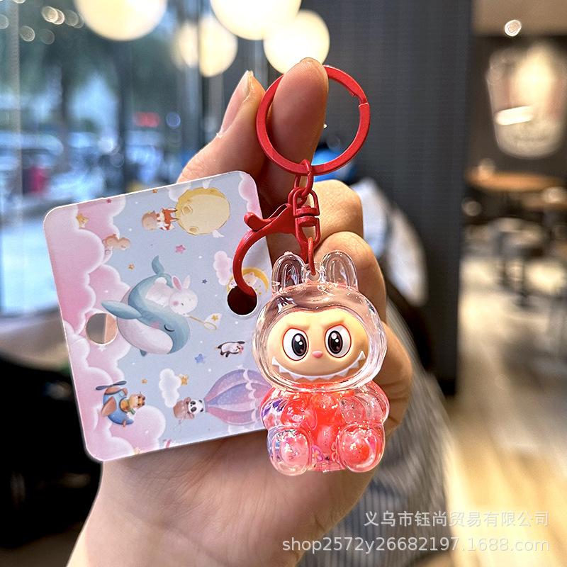 Пропитанная маслом цветная ткань с бусинами Лабубу, Чехол для телефона, Цепочка из бусин, Кукла, Школьный рюкзак, Бутылочка с песком, Маленький кулон в подарок