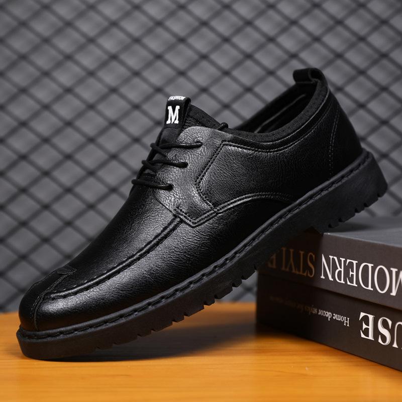 Men'S Casual Dress Leather Shoes Men'S Shoes Simple Men'S Boys Breathable Leather Surface Soft Sole Spring British High-End Wear-Resistant