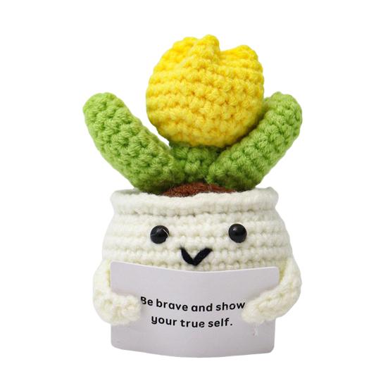 Позитивная кукла-картошка, ручная работа, эмоциональная поддержка, вязаная крючком игрушка с поощрительной открыткой, мягкая