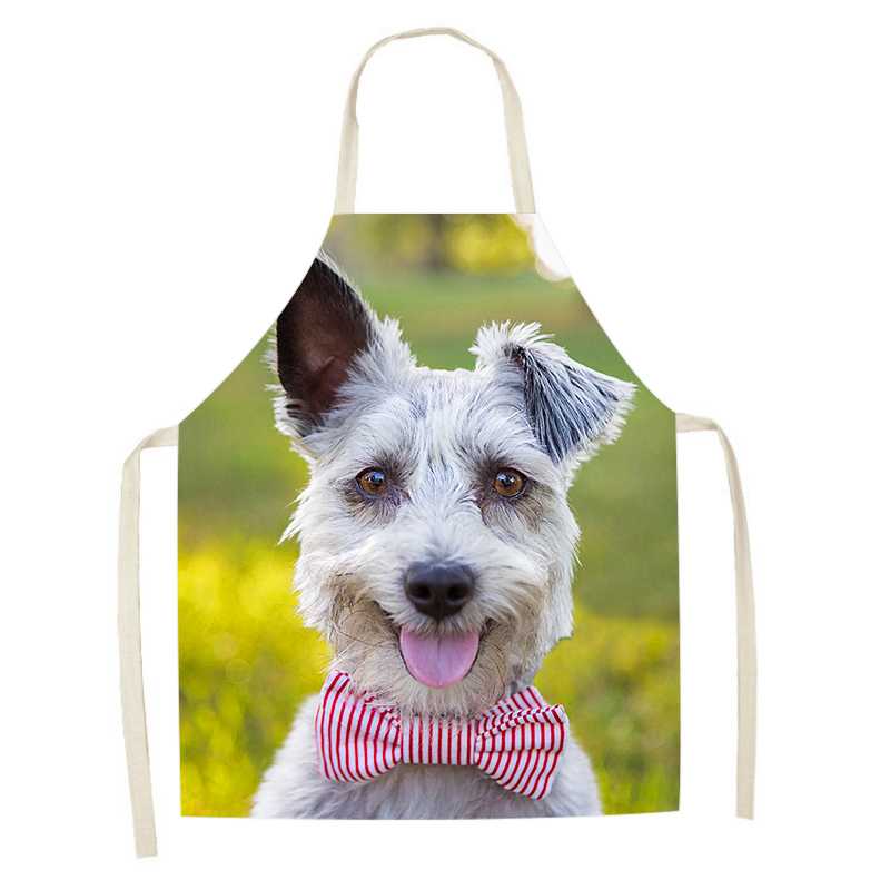 Милый фартук с принтом собаки, кухонный фартук, льняной фартук без рукавов для уборки дома, фартук от пятен, аксессуары для приготовления пищи, выпечки, 47X38 см, 68X55 см
