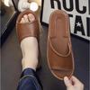 Summer Sandals Genuine Cow Leather Slippers Homes In Indoor Slipper Summer Open Toe Sandals Men Women Elderly Casual Slides Shoe