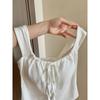 Design Lace-up White Vest Women Summer with Chest Pad Outer Wear Inner Small Sling Short Slim Fit Sweet and Spicy Top