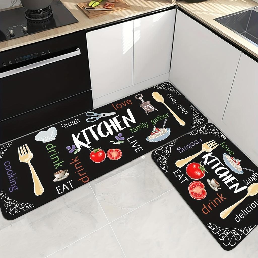 Современный нескользящий кухонный коврик с яркой цифровой печатью букв, противоскользящий ковер для современной кухни, домашний декор, напольный коврик