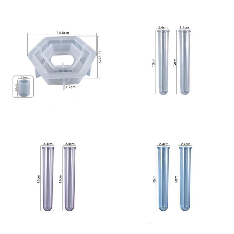 Силиконовая ваза для цветов, набор шестигранных форм, станция для размножения растений в форме любви с пробиркой, гибкая