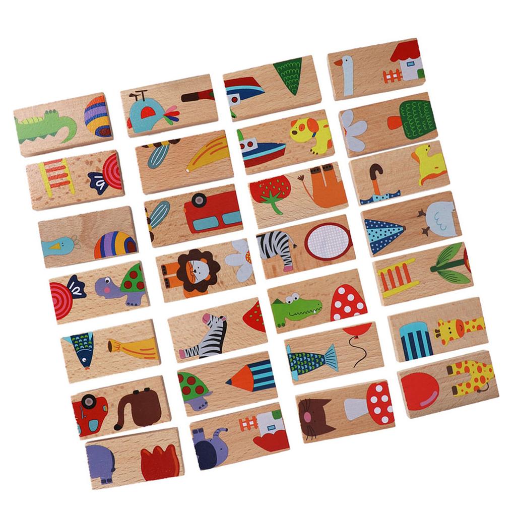 28 шт./набор цветных строительных блоков с изображением животных, набор деревянных головоломок, развивающая игрушка, детские игры