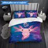 3PCS Fantasy Axolotl Moon Night Sky Bedding Set,Including 1pc Duvet Cover And 2pcs Pillowcases Perfect for Bedroom, Dormitory, Fan Christmas gift