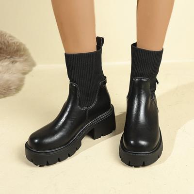 Модные женские ботинки 2024 года, весна и осень, большие размеры, новые модные, с круглым носком, с толстой подошвой, универсальные, удобные, голые