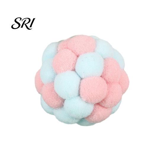 Plush Cat Toy Ball with Built-in Bell Soft Macaron Balls Fun Plaything Bite-Resistant Chew Toys for Indoor Cats and Kittens Noise Making