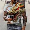 Dragon 3D Printed Men's T-shirt Hip Hop Short Sleeve Summer Casual Clothing Man Oversized Streetwear Harajuku O-Neck Top Tees