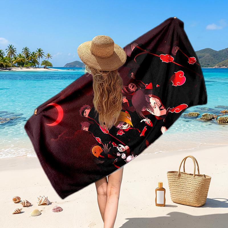 Naruto Printed Swim Towel, Portable Water Absorbent Towel for Beach Camping Daily Bathroom Use