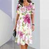 Женские платья лета 2023 года в стиле бохо в стиле ретро с повседневным принтом и цветочным принтом, элегантные и стильные женские вечерние платья с короткими рукавами