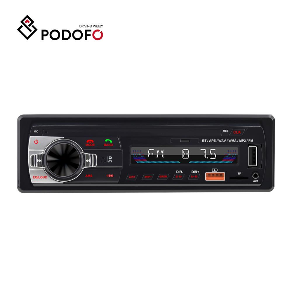 Podofo 12 В 1DIN Встроенная автомобильная магнитола Стерео с дистанционным управлением Цифровая Bluetooth Аудио Музыка Стерео Автомобильная магнитола Mp3-плеер USB/TF/AUX-IN