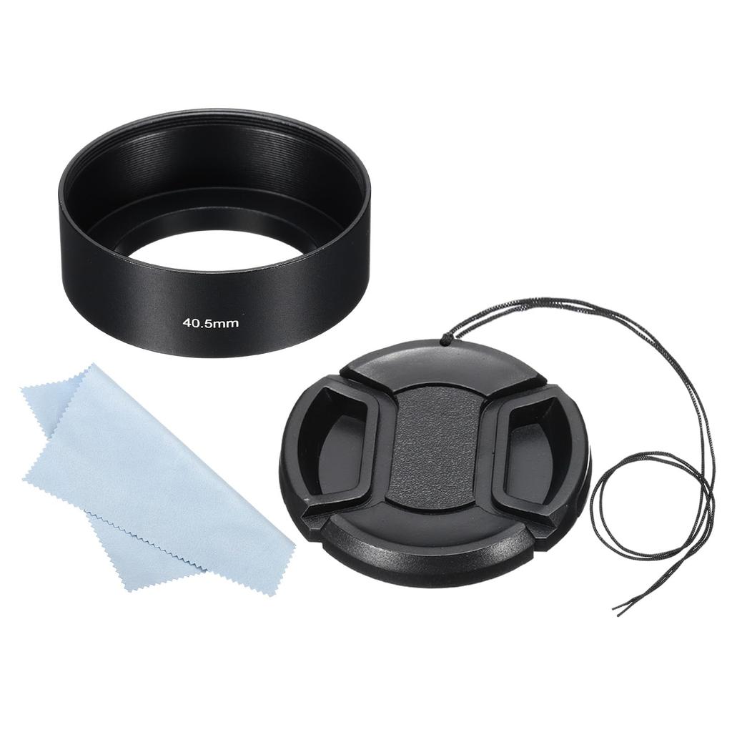 PATIKIL Lens Hood Standard Focus Fog Surface Internal Hood with 52mm Lens Cap and Cleaning Cloth for Camera Lens Black 40.5mm Anti-Reflective